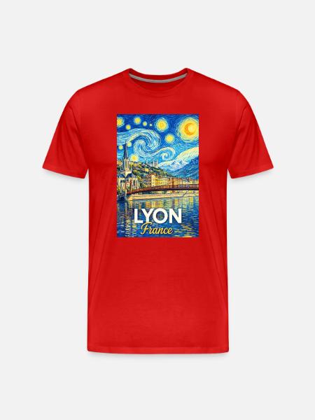 Lyon, France - Men's Premium Organic T-Shirt - red