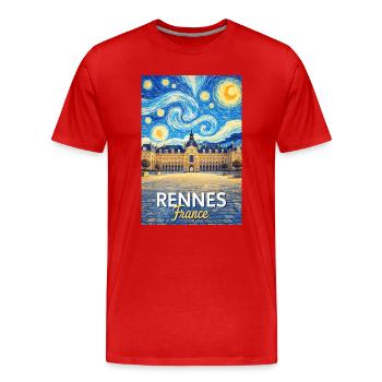Rennes, Frankreich - Männer Premium Bio T-Shirt - Rot - Vorne - Damien (186cm)