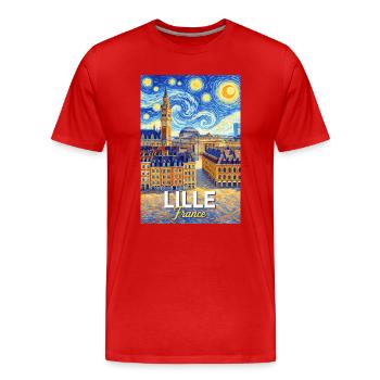 Lille, Frankreich - Männer Premium Bio T-Shirt - Rot - Vorne - Damien (186cm)