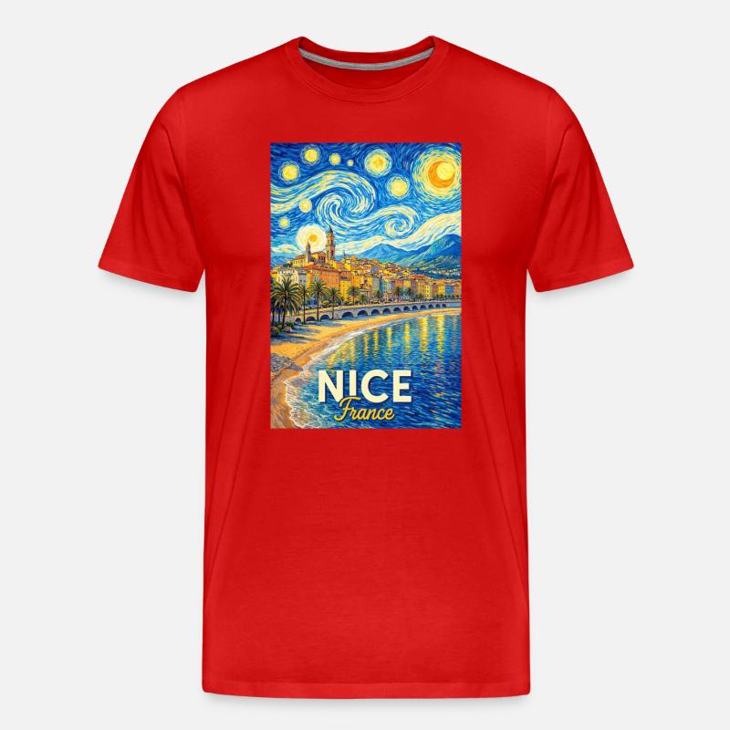 Nizza, Francia - Maglietta ecologica premium da uomo - rosso