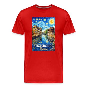 Strasbourg, France - Men's Premium Organic T-Shirt - red - Front - Damien (186cm)