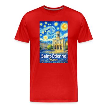 Saint-Étienne, France - T-shirt bio Premium Homme - rouge - Devant - Damien (186cm)