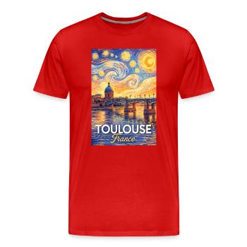 Toulouse, Frankreich - Männer Premium Bio T-Shirt - Rot - Vorne - Damien (186cm)