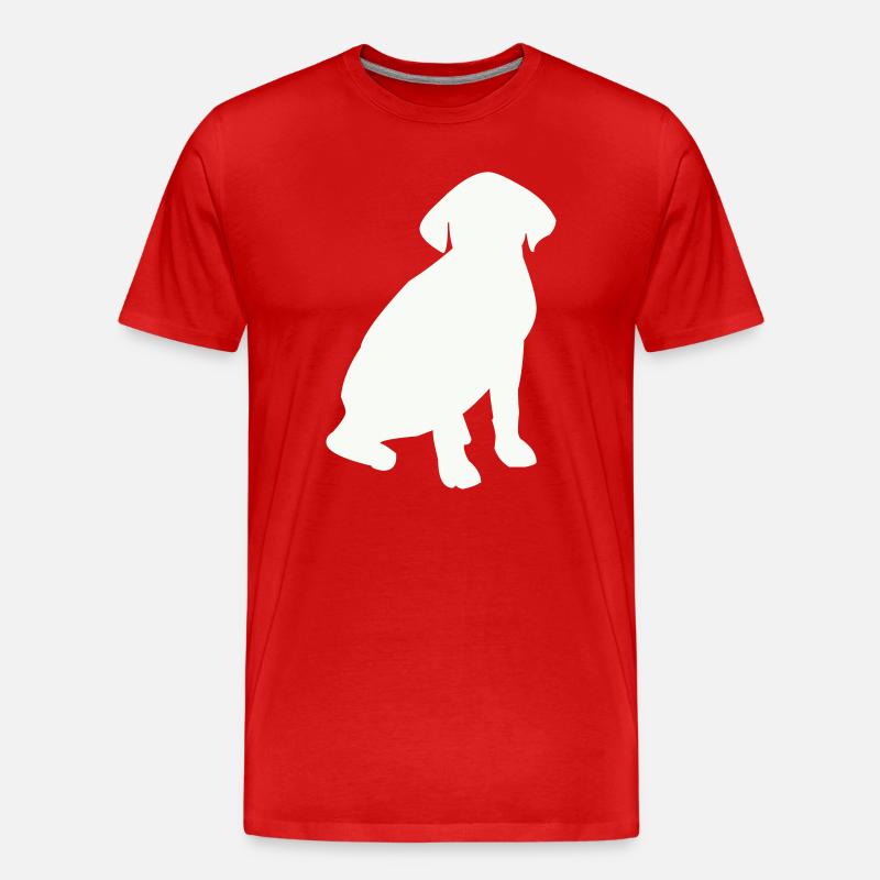 Sitzender Hund Silhouette - Männer Premium Bio T-Shirt - Rot