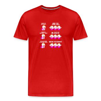 Time travel - Men's Premium Organic T-Shirt - red - Front - Damien (186cm)