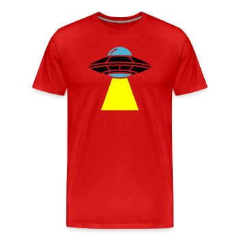 UFO Alien Raumschiff Licht - Männer Premium Bio T-Shirt - Rot - Vorne - Damien (186cm)