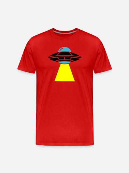 UFO Alien Spaceship Light - Men's Premium Organic T-Shirt - red
