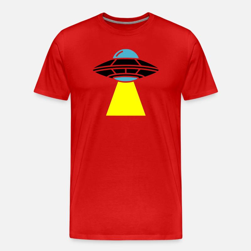 UFO Alien Raumschiff Licht - Männer Premium Bio T-Shirt - Rot