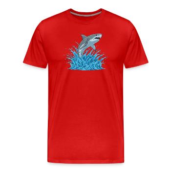 Haifischsprung über Wildwasser - Männer Premium Bio T-Shirt - Rot - Vorne - Damien (186cm)
