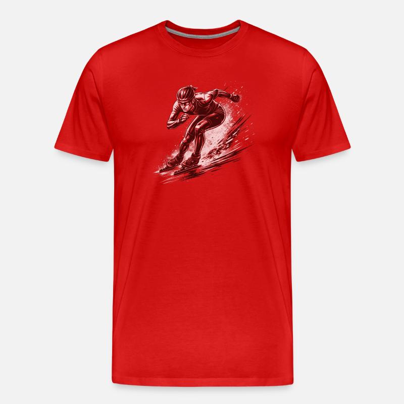 Eisschnellläufer in voller Dynamik - Männer Premium Bio T-Shirt - Rot