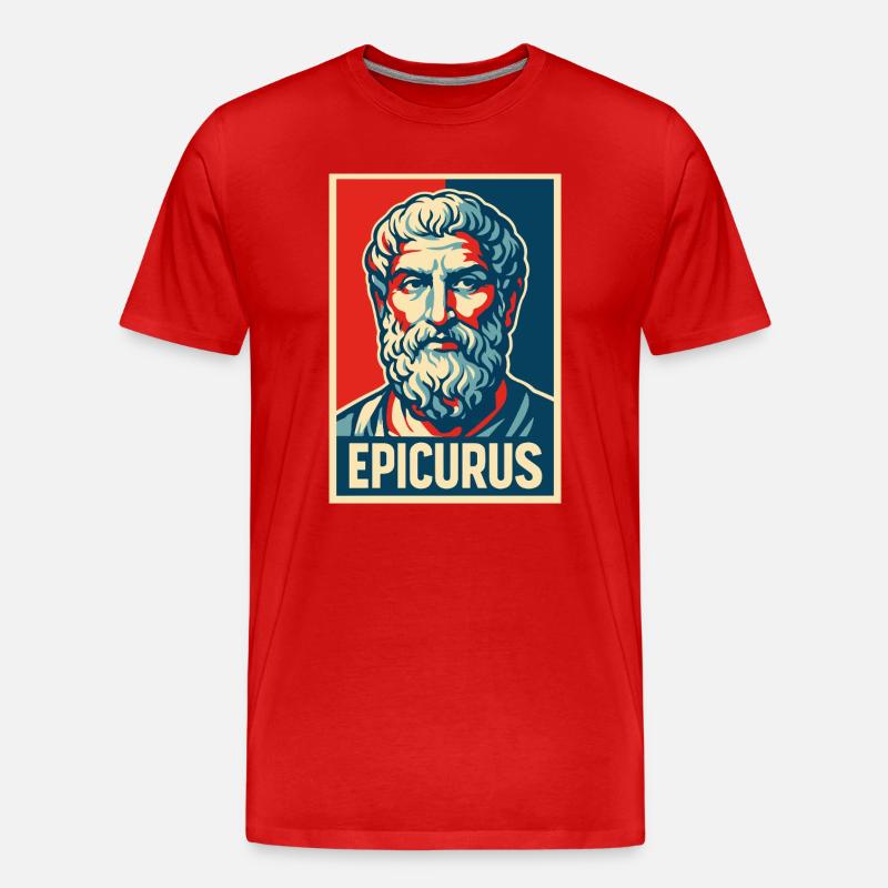 Epikur Pop-Art-Porträt - Männer Premium Bio T-Shirt - Rot