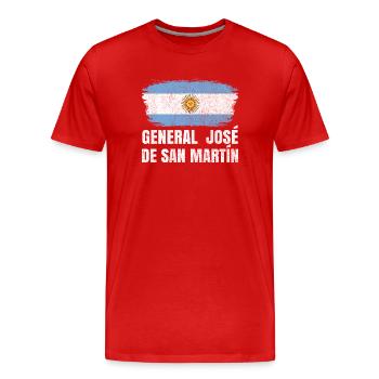 General Jose de San Martin Argentina Design - Männer Premium Bio T-Shirt - Rot - Vorne - Damien (186cm)