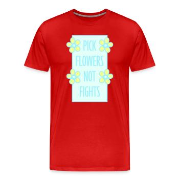Cueillez des fleurs, pas des disputes, fleurs Paix Logo drôle - T-shirt bio Premium Homme - rouge - Devant - Damien (186cm)