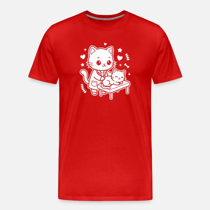 Kätzchen Tierarzt - Männer Premium Bio T-Shirt - Rot