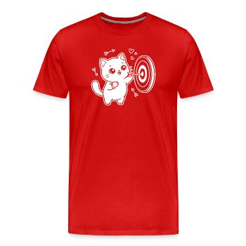 Joueur de fléchettes Kawaii Cat - T-shirt bio Premium Homme - rouge - Devant - Damien (186cm)