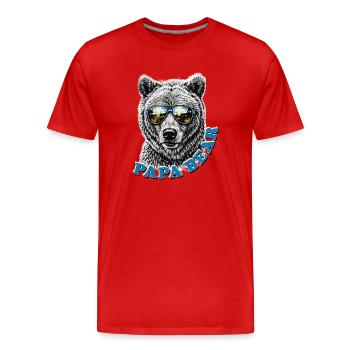 Papa Bear – Retro Father's Day Gift Idea - Men's Premium Organic T-Shirt - red - Front - Damien (186cm)