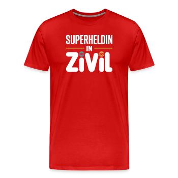 Super-héroïne en costume de super-héros civil - T-shirt bio Premium Homme - rouge - Devant - Damien (186cm)