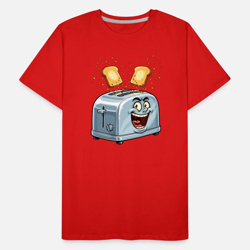 Fröhlicher Toaster mit springendem Toast Männer Premium Bio T-Shirt