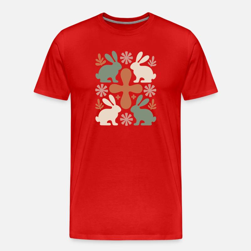 Osterhase Kreuz Muster - Männer Premium Bio T-Shirt - Rot