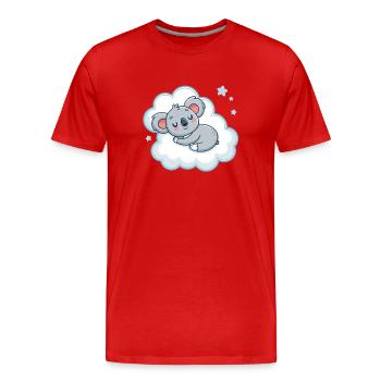 Dreamy Koala on Blue Cloud - Men's Premium Organic T-Shirt - red - Front - Damien (186cm)