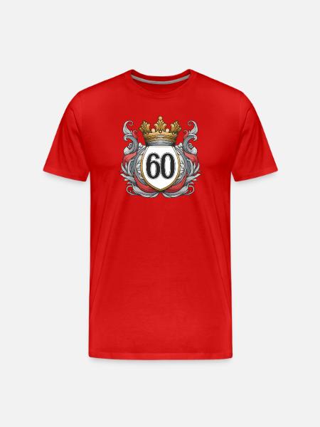 60 Zahl Wappen - Männer Premium Bio T-Shirt - Rot