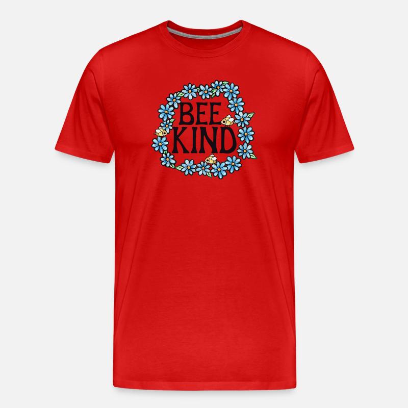 Be Kind Floral Circle - Männer Premium Bio T-Shirt - Rot