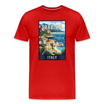 Explorez le paradis côtier de la Sardaigne en Italie - T-shirt bio Premium Homme - rouge - Devant - Damien (186cm)