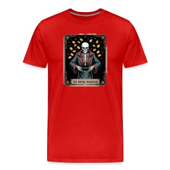 Le magicien fauché squelette sorcier avec des pièces de monnaie - T-shirt bio Premium Homme - rouge - Devant - Damien (186cm)