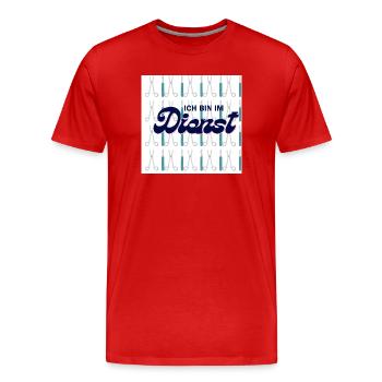 Ich bin im Dienst ! - Männer Premium Bio T-Shirt - Rot - Vorne - Damien (186cm)