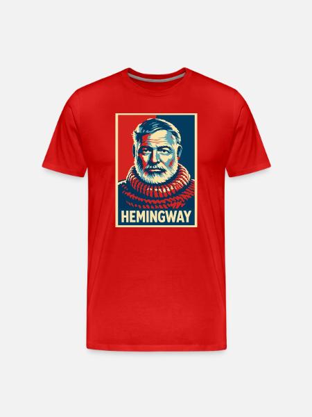 Hemingway Pop-Art-Porträt - Männer Premium Bio T-Shirt - Rot