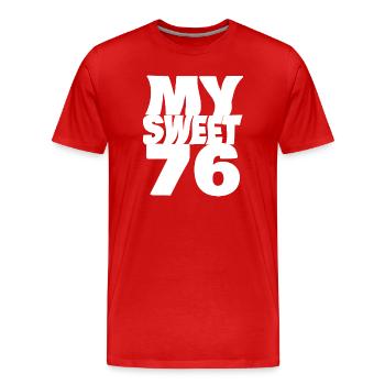 Suess 76 - Männer Premium Bio T-Shirt - Rot - Vorne - Damien (186cm)