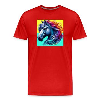 cheval - T-shirt bio Premium Homme - rouge - Devant - Damien (186cm)