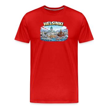Ville d’Helsinki - T-shirt bio Premium Homme - rouge - Devant - Damien (186cm)