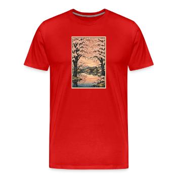 Traditioneller Japanischer Kirschblüten - Männer Premium Bio T-Shirt - Rot - Vorne - Damien (186cm)