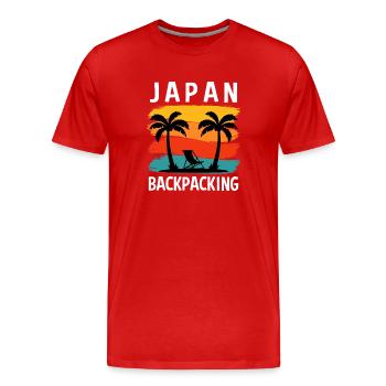Design de voyage au coucher de cheval au Japon - T-shirt bio Premium Homme - rouge - Devant - Damien (186cm)
