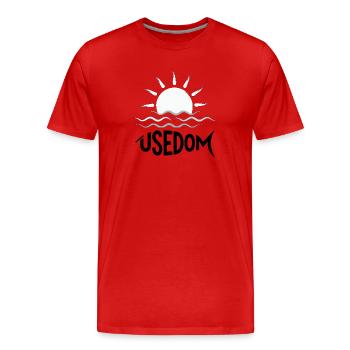 Lever de soleil sur les vagues de mer - T-shirt bio Premium Homme - rouge - Devant - Damien (186cm)