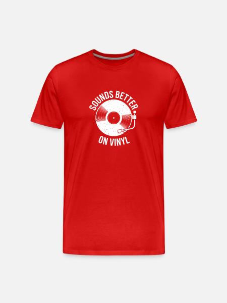 Sounds Better on Vinyl Logo Tee - Men's Premium Organic T-Shirt - red