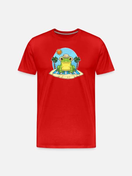 Frog Beach Palm Tree Summer - Men's Premium Organic T-Shirt - red
