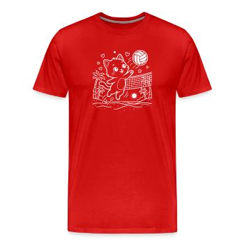 Kawaii Katze Beachvolleyball - Männer Premium Bio T-Shirt - Rot - Vorne - Damien (186cm)