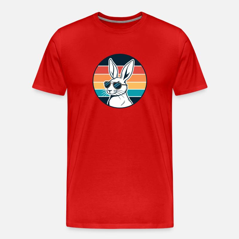 Sunny Retro Bunny mit Brille - Männer Premium Bio T-Shirt - Rot