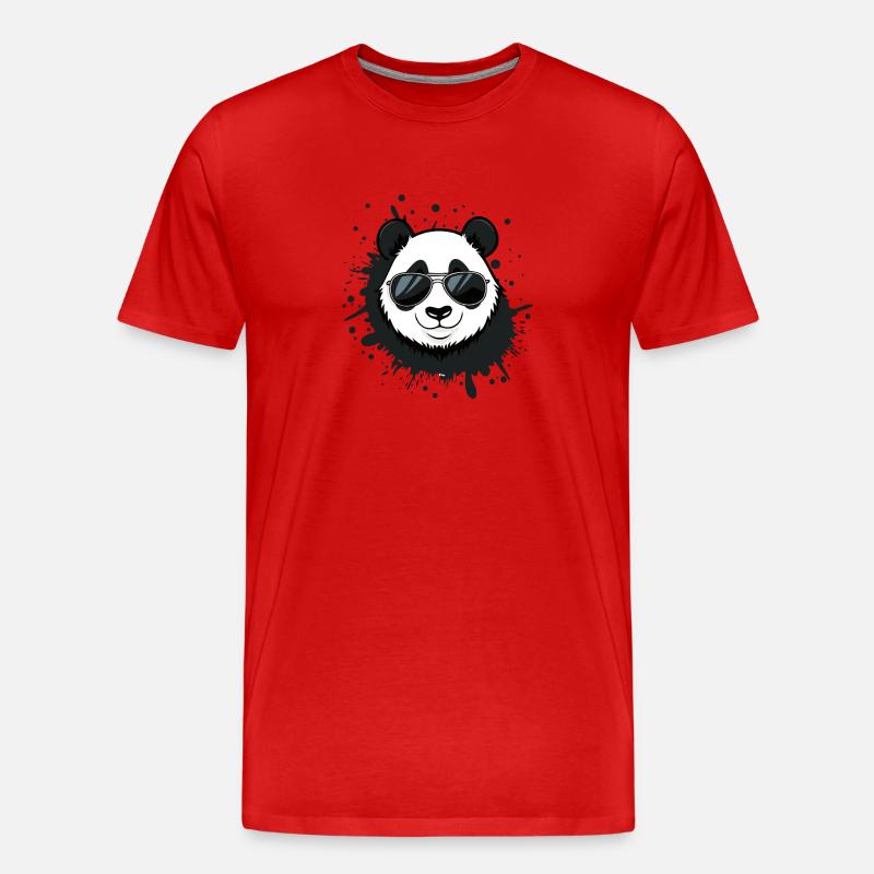 Panda-Brille spritzt - Männer Premium Bio T-Shirt - Rot