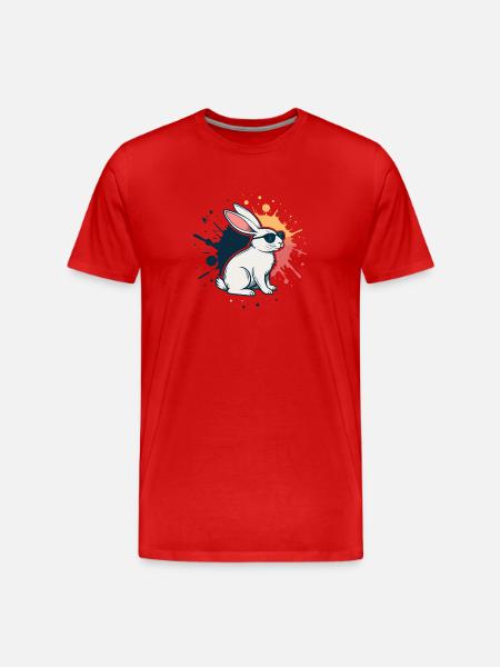 Cool bunny with glasses and splashes - Men's Premium Organic T-Shirt - red