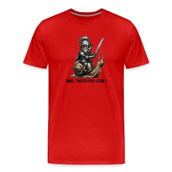 Sire, faites pas l'con ! - T-shirt bio Premium Homme - rouge - Devant - Damien (186cm)