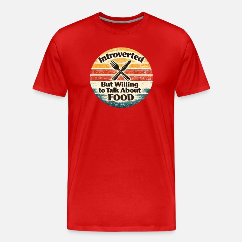 Introvertiert, aber redet gern über Essen - Männer Premium Bio T-Shirt - Rot