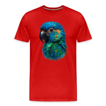Oiseau Exotique Perroquet Ara Plumage Tropical - T-shirt bio Premium Homme - rouge - Devant - Damien (186cm)
