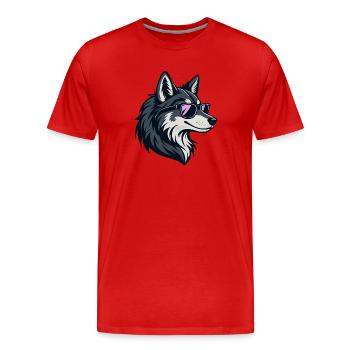 Loup chic avec lunettes roses - T-shirt bio Premium Homme - rouge - Devant - Damien (186cm)
