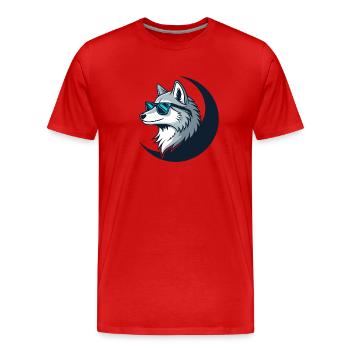 Wolf-Verspielte Sonnenbrille - Männer Premium Bio T-Shirt - Rot - Vorne - Damien (186cm)