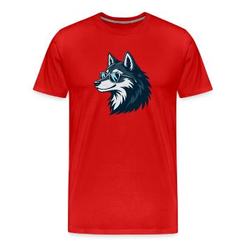 Stylish Wolf Sonnenbrille - Männer Premium Bio T-Shirt - Rot - Vorne - Damien (186cm)