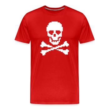 Os croisés du crâne pixel - T-shirt bio Premium Homme - rouge - Devant - Damien (186cm)