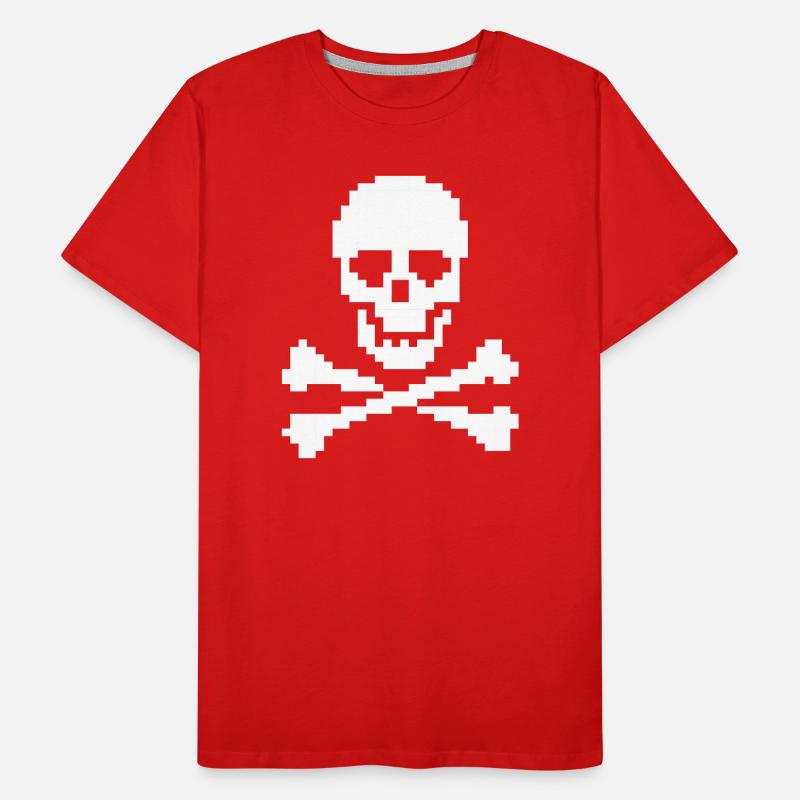 Pixel Skull Crossbones Men's Premium Organic T-Shirt